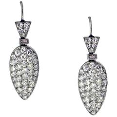 Art Deco Diamond platinum Drop Earrings