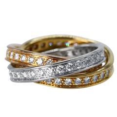 Cartier Diamond Tricolor Gold Rolling Trinity Ring