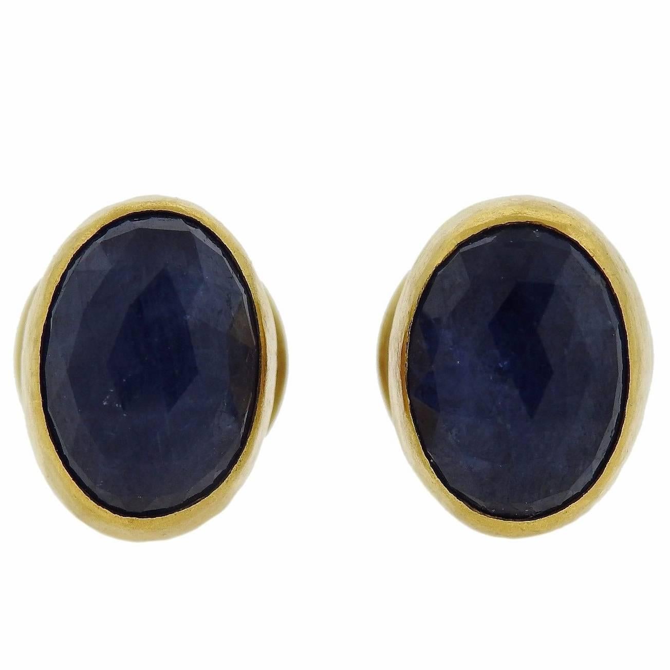 Gurhan Sapphire Gold Stud Earrings