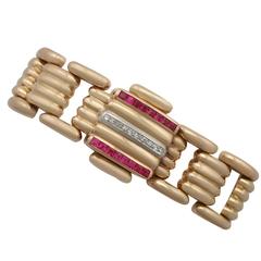 Ruby and Diamond Yellow Gold Omega Watch, 1950s 3