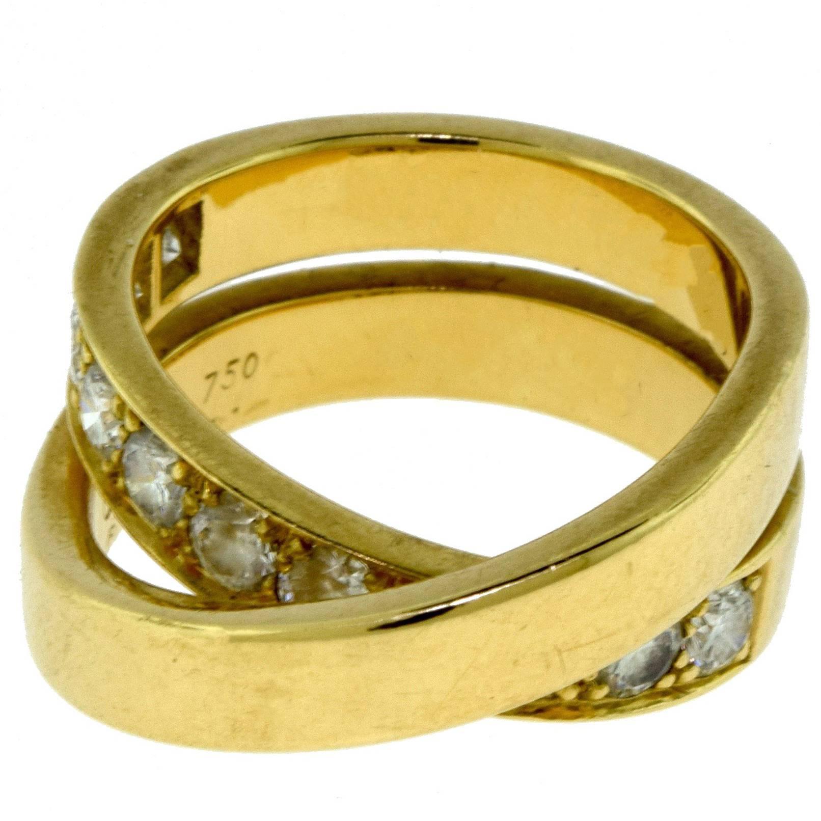 Cartier Paris Nouvelle Vague 18 Karat Yellow Gold Ring with Diamonds