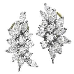 Cartier Diamond Gold Platinum Cluster Earrings 9