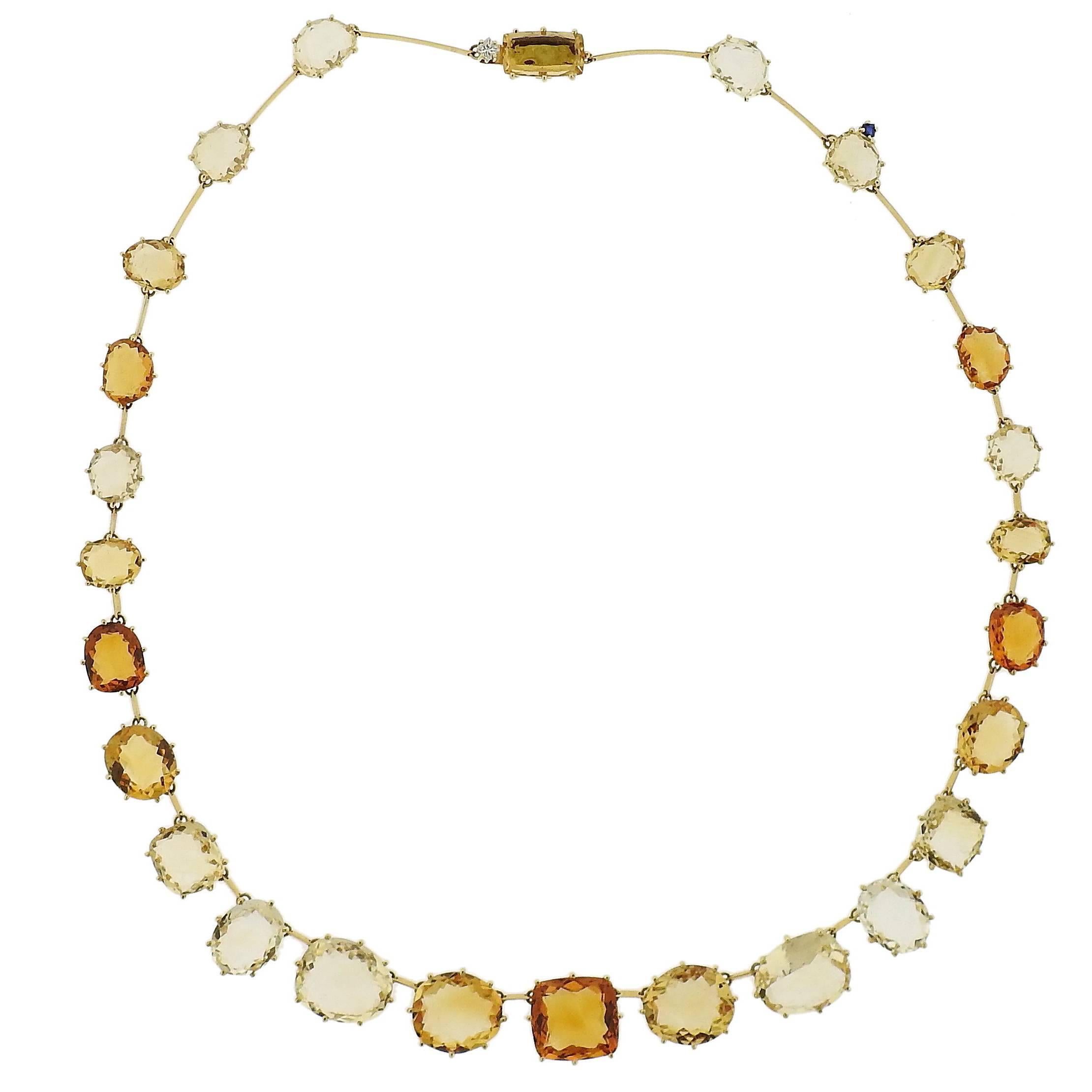 H. Stern Sunrise Citrine Sapphire Diamond Gold Necklace