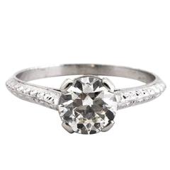 1910 1.25 Carat GIA Certified Round Brilliant Diamond Platinum Engagement Ring 3