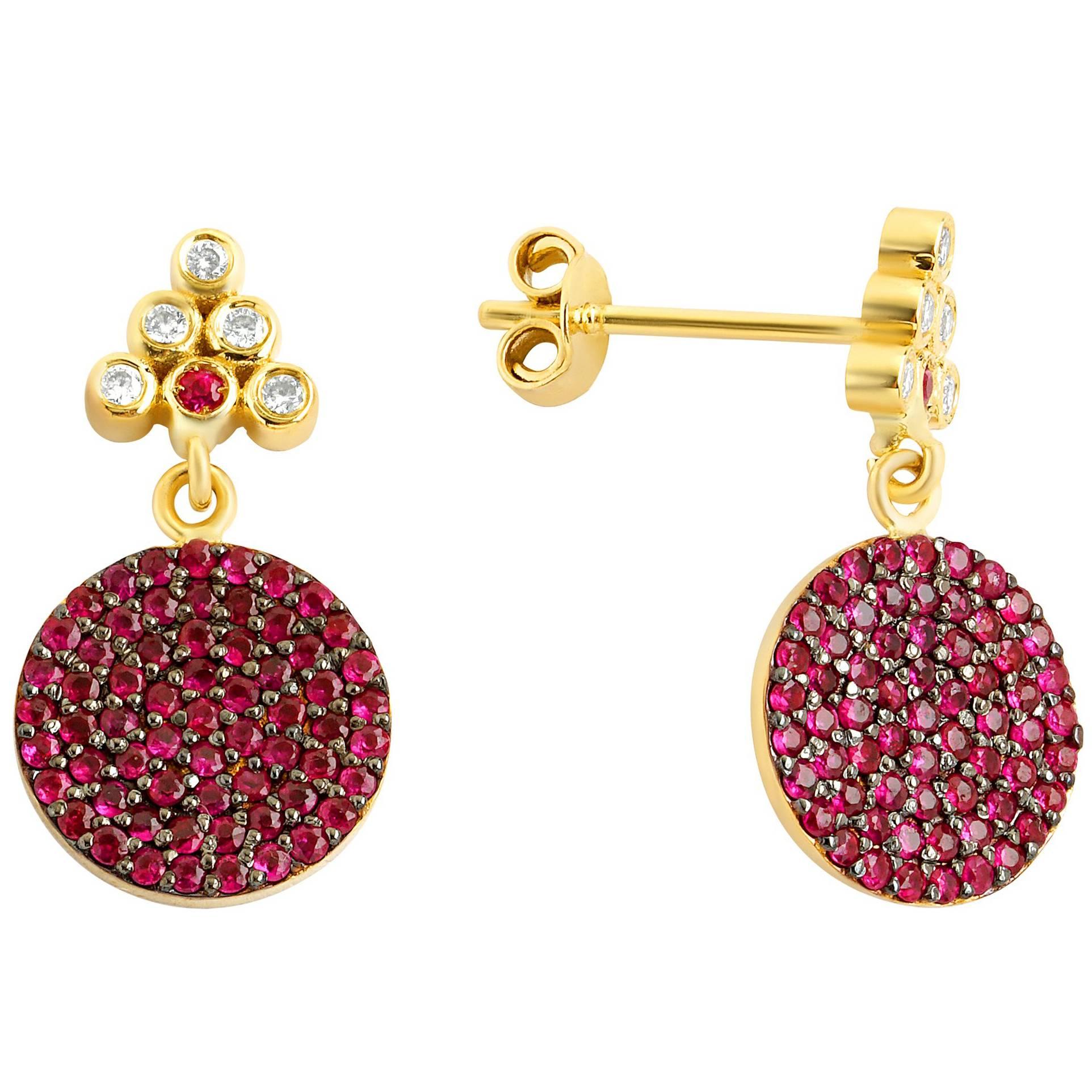 Seraphina 1.28 Carats Mozambique Rubies Drop Earrings For Sale