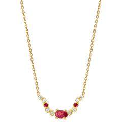 Seraphina Mozambique Unheated Ruby Diamond Yellow Gold Necklace 