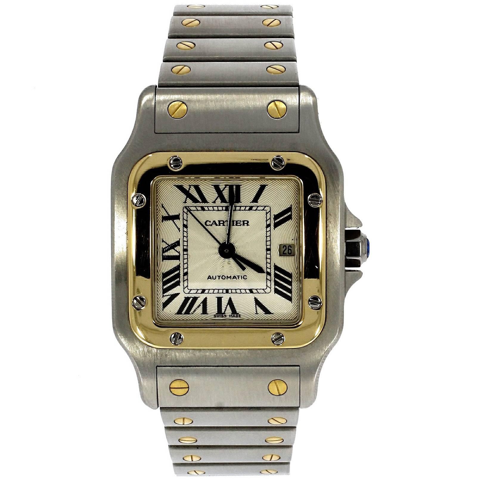 Cartier Yellow Gold Stainless Steel Santos Automatic Wristwatch Ref 2319