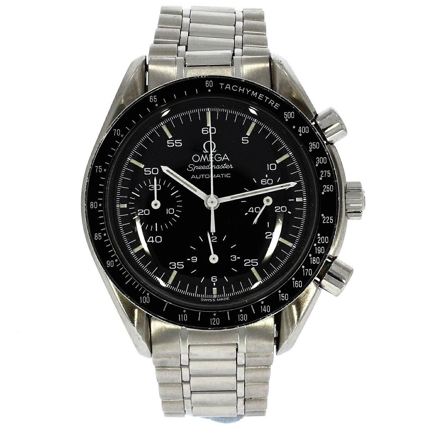 Omega Stainless steel Speedmaster Reduced chronograph Automatic Wristwatch 