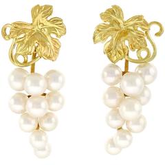 Retro Mikimoto Pearl and Gold Earrings