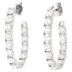 3.50 Carats Diamond-Set White Gold Hoop Earrings