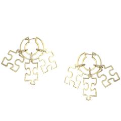 Diamonds Pave Yellow Gold Open Hoop and Open Link Earrings and Missing Pieces
