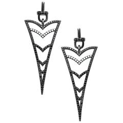 Paige Novick Cristina Five Kiss Blackened Gold Earrings with Black&White Diamond