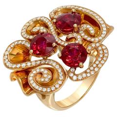 Ultra Fine Burma Ruby Diamond Gold Ring 8