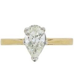 Edr Certified 0.83 Carat Pear-Shaped Diamond Solitaire, circa 1960s