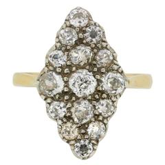 Late Victorian Marquise-Shaped Old Cut Diamond Cluster Ring, circa 1900s 10