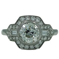 Art Deco Old European Cut 1.41 Carat Diamond Platinum Ring