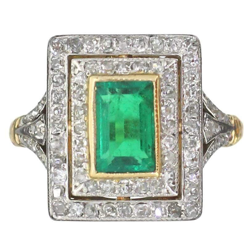 Edwardian Colombian Emerald Ring For Sale
