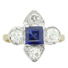 Edwardian Diamond and Sapphire Cluster Ring, circa 1910 7