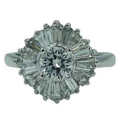 Round Brilliant and Baguette Diamond Engagement Ring