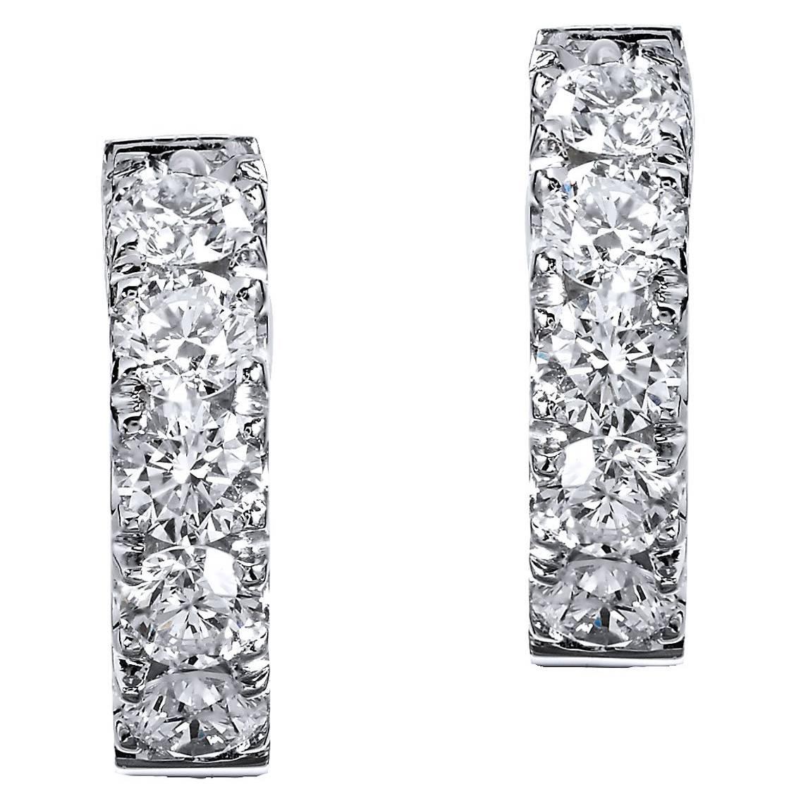 1.48 Carat Diamond white gold Hoop Earrings