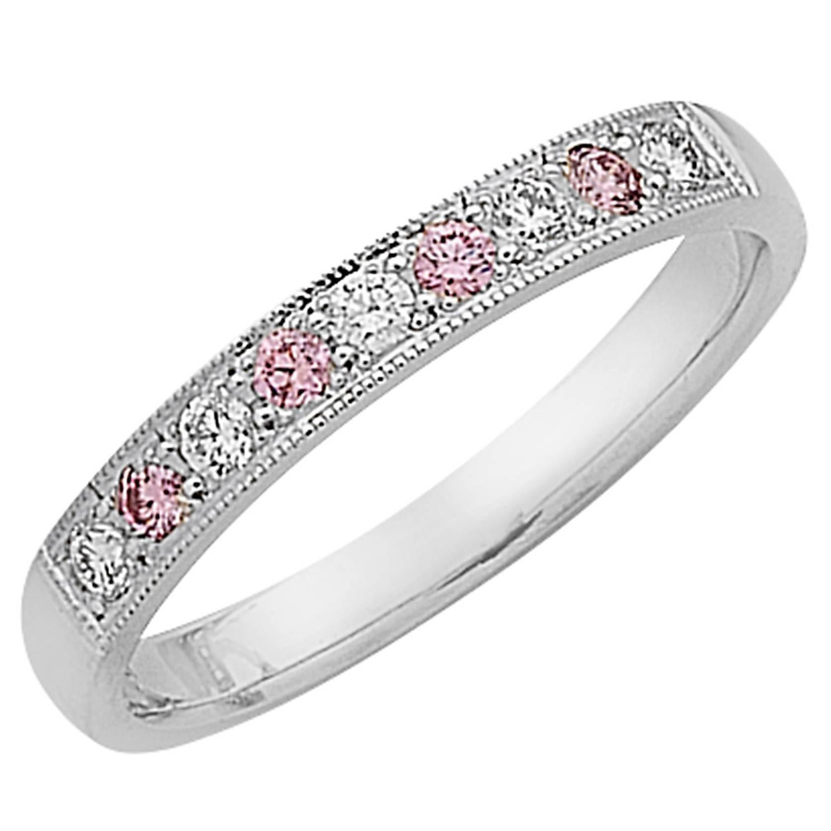 White Diamond and Argyle Pink Diamond Ring For Sale