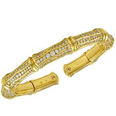 Cartier Diamond gold Bamboo Cuff Bangle bracelet 10