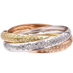 Cartier Trinity Three Color Gold Celestial Bangle Bracelet 2
