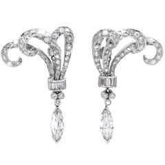 Diamond Platinum Pendant Earrings 8