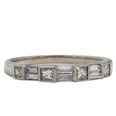 Princess Cut and Baguette Diamond white gold Band ring
