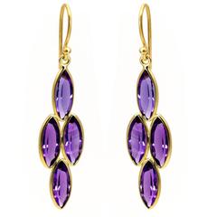 Marquise Amethyst Gold Earrings 1