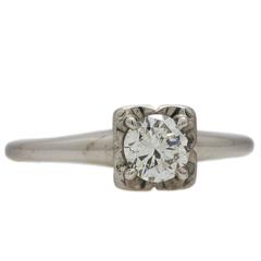 0.40 Carat Round Brilliant diamond white gold Engagement Ring, circa 1950s 7