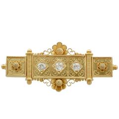 Antique Victorian Diamond and Yellow Gold Bar Brooch 11
