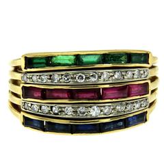 Sapphire Ruby Emerald Diamond Gold Ring 2
