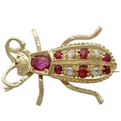 Ruby and Diamond Yellow Gold Insect Brooch, 1990s 12