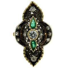 Antique Victorian Emerald Diamond Gold Ring
