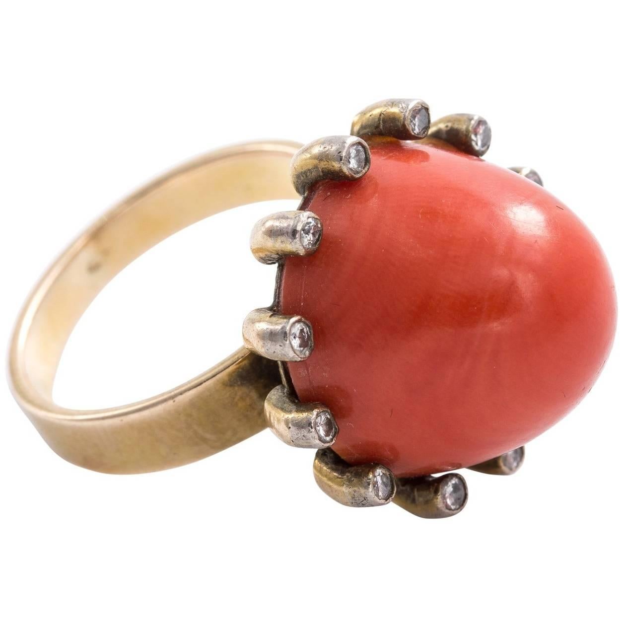 Edwardian Coral Ring For Sale