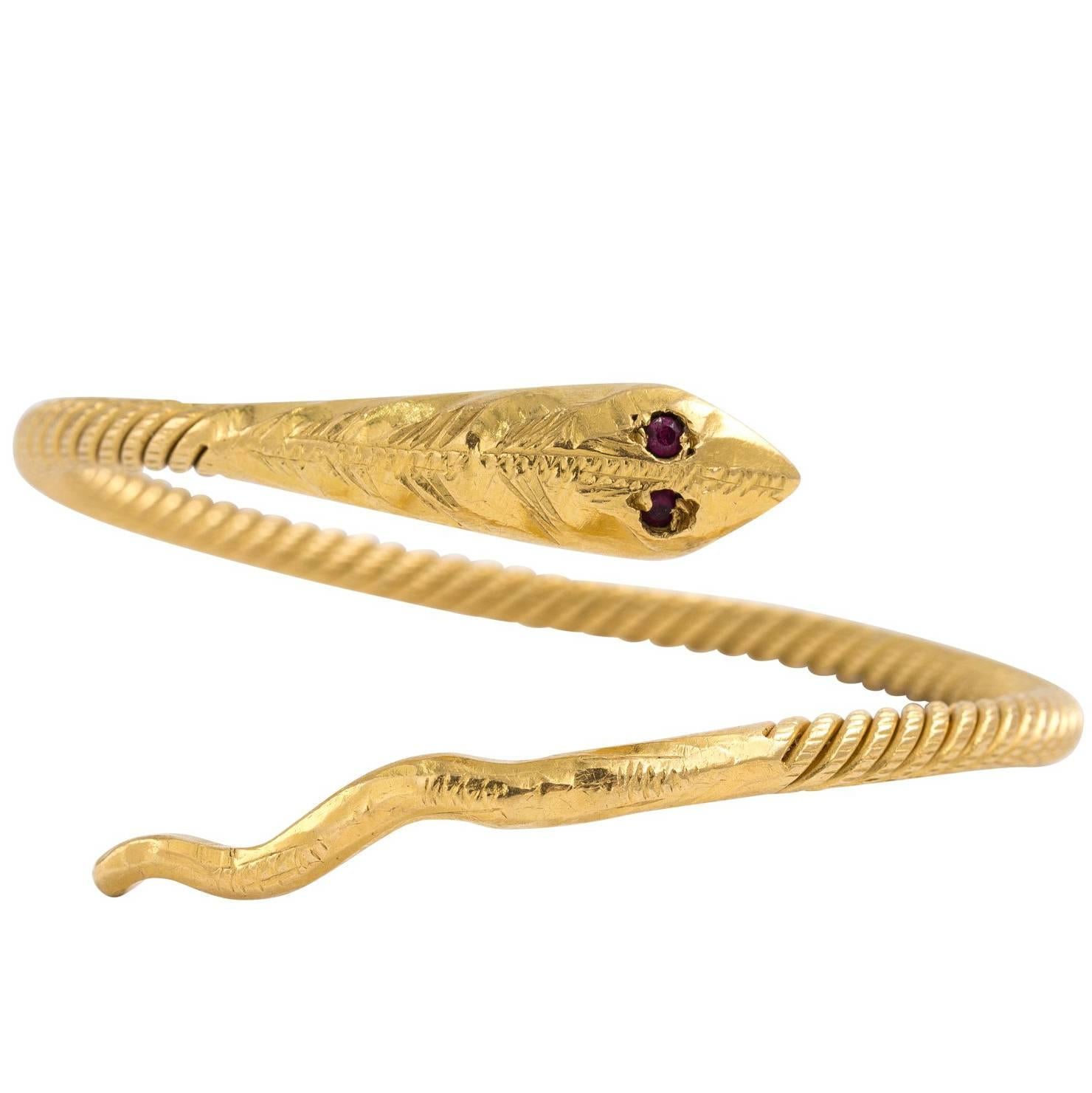 Gold Serpent Bangle
