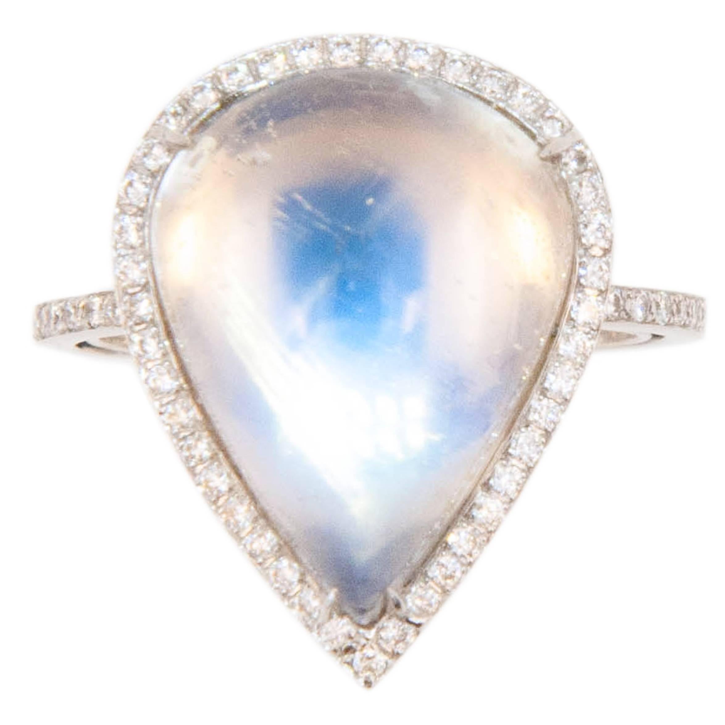 Laura Munder Moonstone Diamond White Gold Ring
