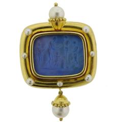 Elizabeth Locke Pearl Venetian Glass Intaglio Gold Brooch 5