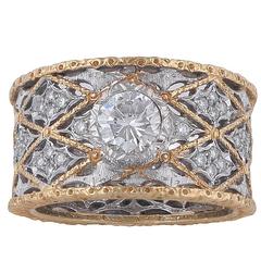 1970s Buccellati Diamond Bicolored Gold Band Ring 2