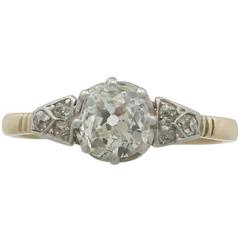 Antique 1910s 1.16 Carat Diamond and Yellow Gold Solitaire Ring 11