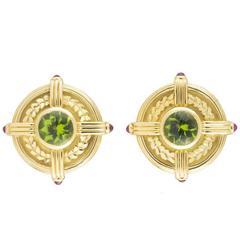Theo Fennell Peridot Ruby Gold Earrings 12