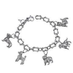 Retro Great Tiffany & Co. Sterling Dog Charm Bracelet