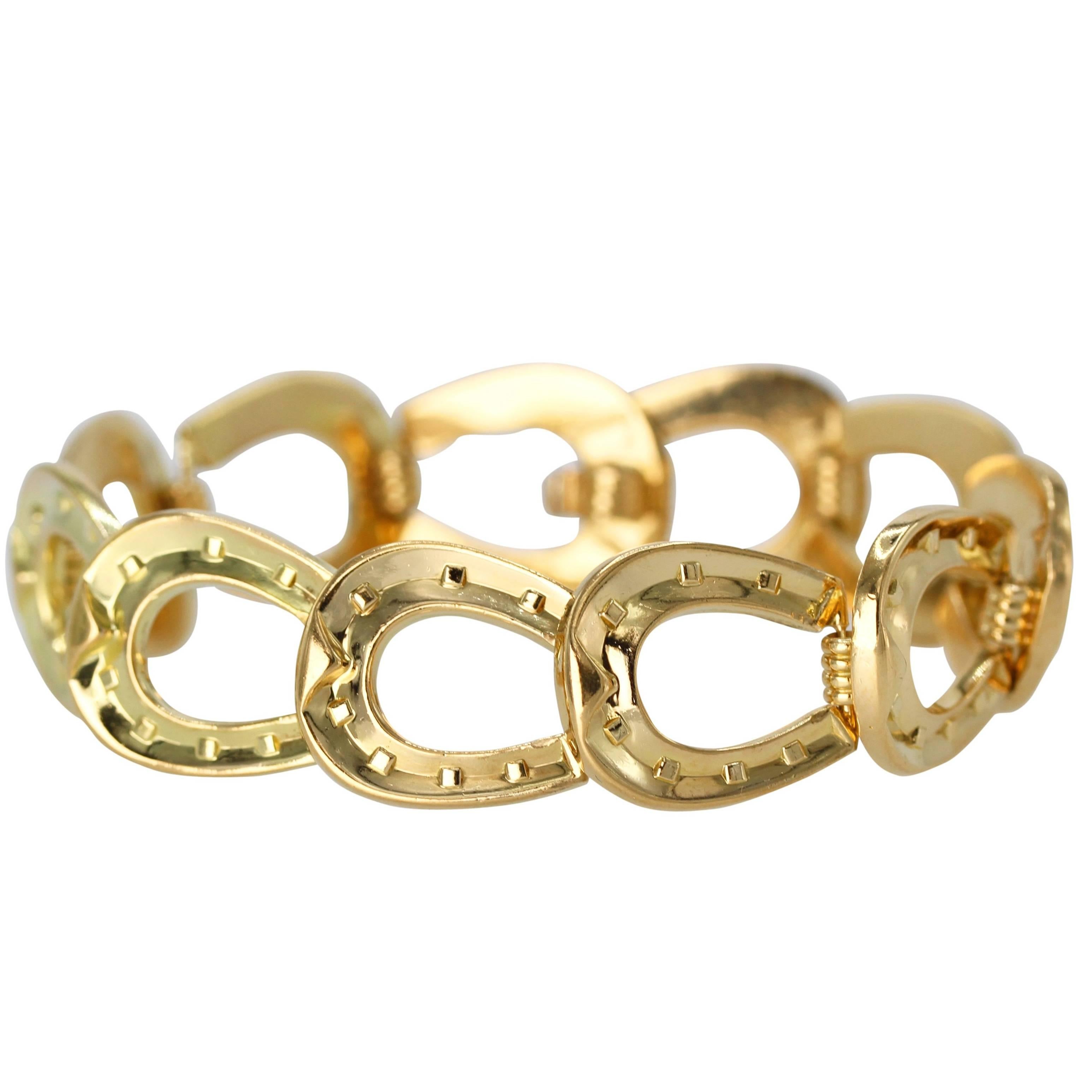 Hermès Gold Horseshoe Link Bracelet