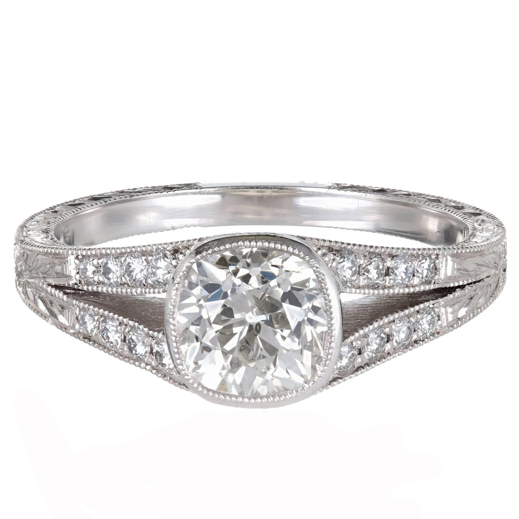 Peter Suchy 1.09 Carat Diamond Platinum Split Shank Engagement Ring
