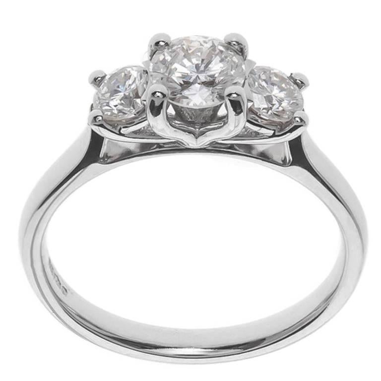 1.00 Carat Diamond Platinum Trilogy Ring For Sale