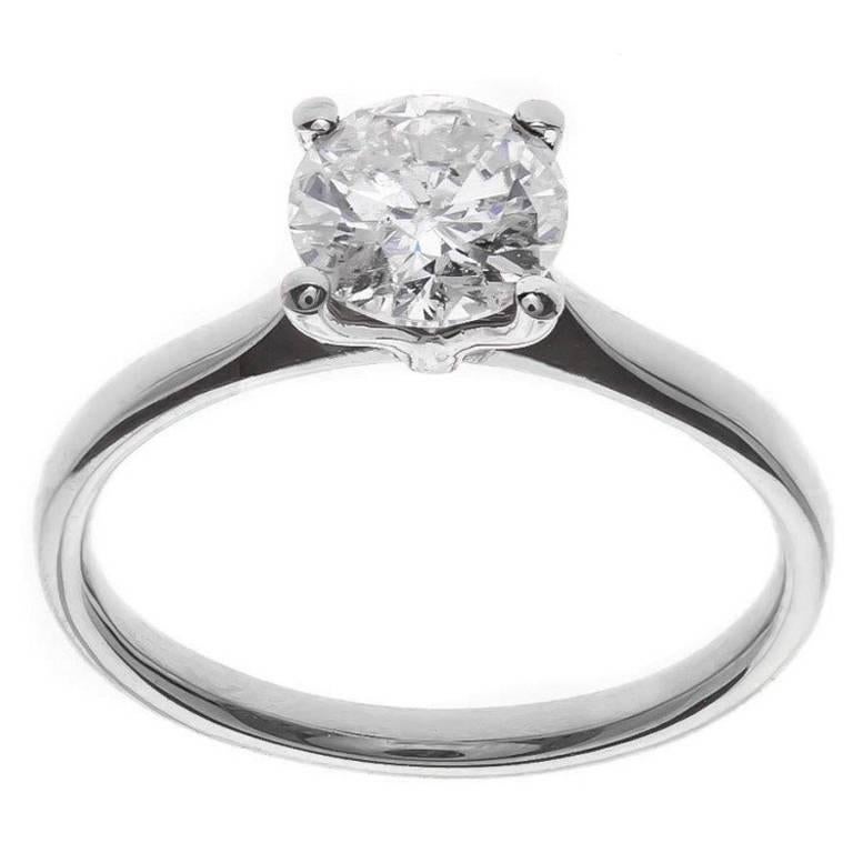 1.00 Carat Solitaire Diamond Platinum Ring