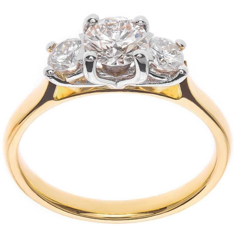 1.00 Carat Diamond Gold Platinum Trilogy Ring For Sale