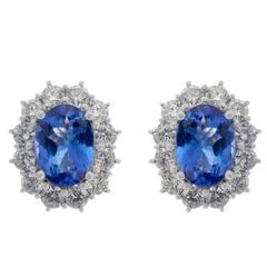 18 Carat White Gold 2.38 Carat Tanzanite and 1.20 Carat Diamond Earrings 10