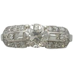 1940s 1.20 Carat Diamond and Platinum Cocktail Ring 8